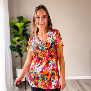 Colorful Nurse V-Neck Women’s Top